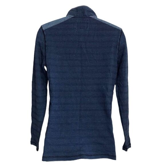 Heritage Report Collection Sz S Slim Indigo Textured Henley Long Sleeve Pullover - Picture 2 of 6